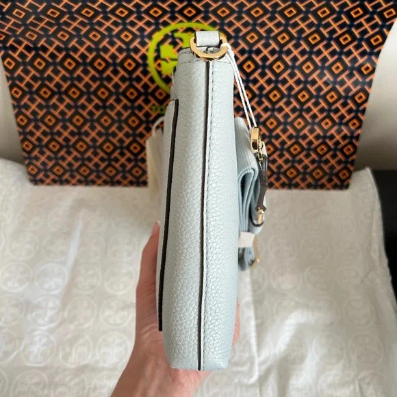 Tory Burch Blake Swingpack Crossbody Bag Seltzer Gold Blue - Picture 2 of 10